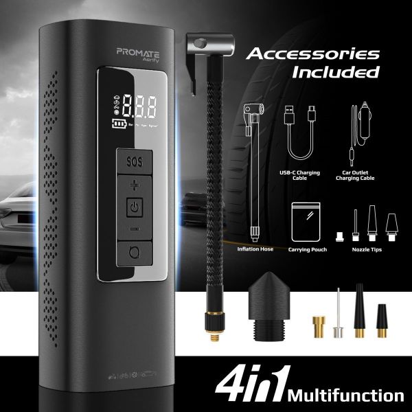 Picture of 150PSI Portable 4in1 Air Compressor 6000mAh Power Bank. Includes LED Flashlight