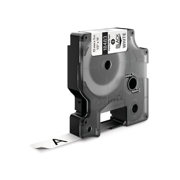 Picture of Genuine Rhino Industrial Labels-Permanent 12mm Black on White.labeling panels