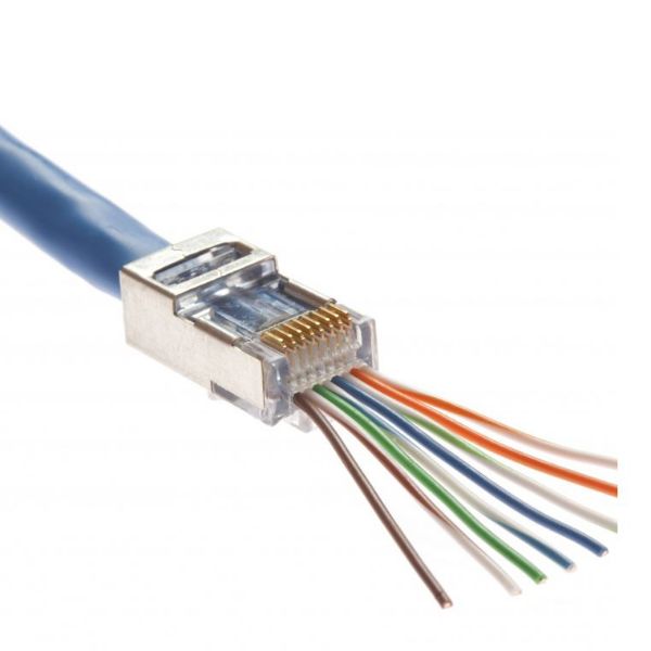 Picture of Cat5e/6 Shielded EZ-RJ45 Plug w/ Internal Ground. Easy install RJ45 plug
