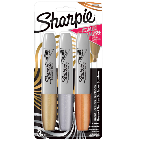 Picture of Metallic Chisel Permanent Marker Gold Silver Bronze 2089609 - Blister Pack of 3