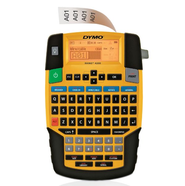 Picture of Rhino 4200 Industrial Label QWERTY keyboard. Includes over symbols & terms for electrical