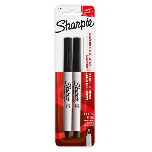 Picture of 2-Pack Ultra Fine Point Permanent Black Colour Marker. Permanent on most Surfaces