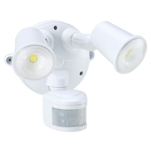 Picture of 10W Twin LED Spotlight w/ Motion Sensor. IP54. Passive IR. 9m (Side) & 12m