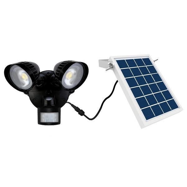 Picture of 8W Twin 2x Spotlights w/ Motion Sensor & Solar Panel IP54. Passive IR. 6000mAh