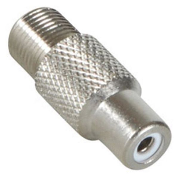 Picture of F Female/RCA Female Adaptor. Convert F Type Male Into RCA Female.