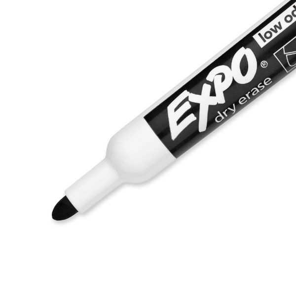 Picture of Dry Erase Markers Bullet Marker 12-Pack. Black Colour. Bright Vivid Non-toxic Ink.