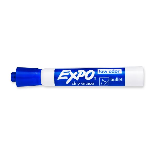 Picture of Dry Erase Markers Bullet Marker 12-Pack. Blue Colour. Bright Vivid Non-toxic Ink.