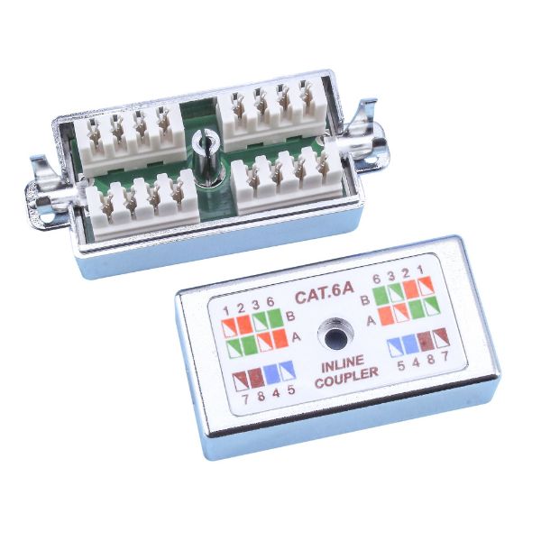 Picture of Cat6A STP Inline Coupler Punch Down Silver RoHS