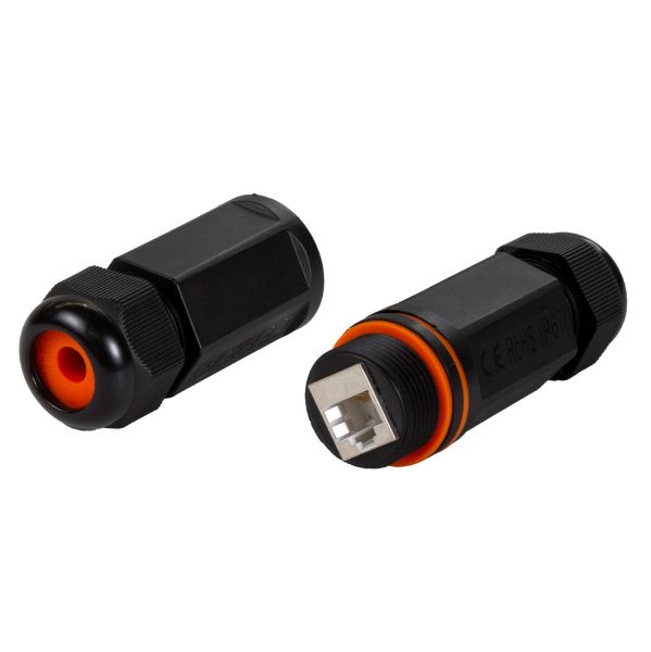 Picture of Cat6/6A Waterproof In-line Connector Coupler Shielded Female to Female IP67 RJ45