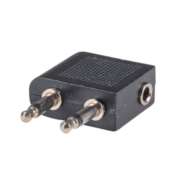 Picture of Airplane Headphone Adapter Dual Mono 35mm Male to Single Stereo 3.5 Adapter