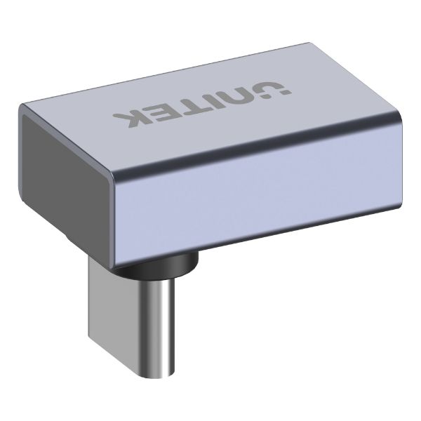 Picture of USB-C 90 Degree Right Angle Adapter. Type-C Male to Female Supports up to 8K@60Hz
