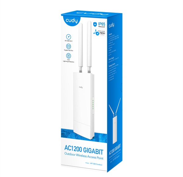 Picture of AC1200 Outdoor Dual Band PoE Gig IP65 Wi-Fi Access Point. 1x GbE RJ45 Port 48V PoE