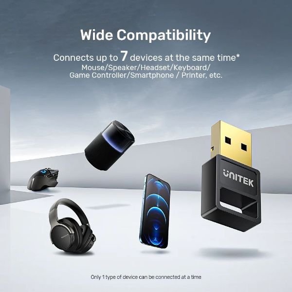 Picture of USB-A Bluetooth 5.3 Adaptor Multi-Device Communication up to 30m Micro Compact Size