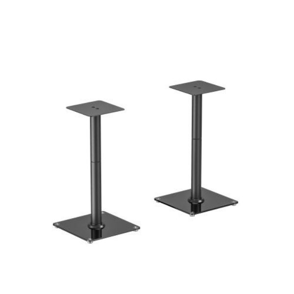 Picture of 24'' Aluminium/Glass Floor BookShelf Speaker Stand Tempered Glass Base w/ Floor