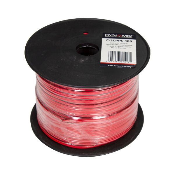Picture of 100m 2x Core 1.13mm Bare Copper Red/Black Figure 8x Parallel Cable Meter Marked