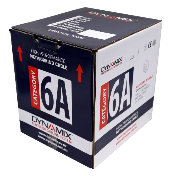 Picture of 305m Cat6A Black 10G UTP Solid Cable 23AWGx4P 500MHz LSZH CM UL Rated Jacket.