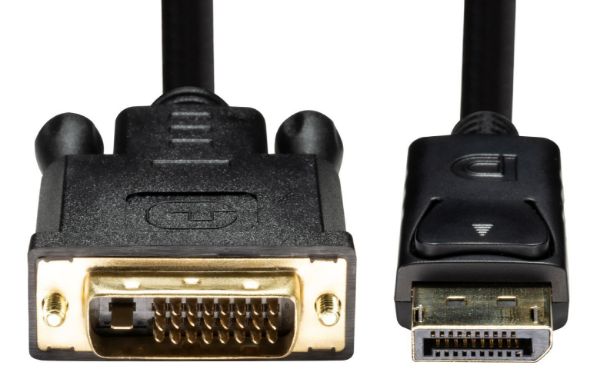 Picture of 1.5m DisplayPort Source to DVI-D Monitor Male Cable Max Resolution 1080p 60Hz.