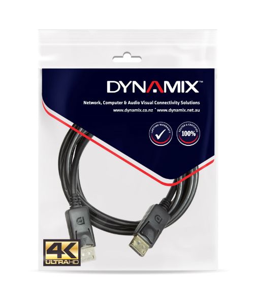 Picture of 5m DisplayPort v1.2 Cable w/ Gold Shell Connectors DDC Compliant 4K60hz