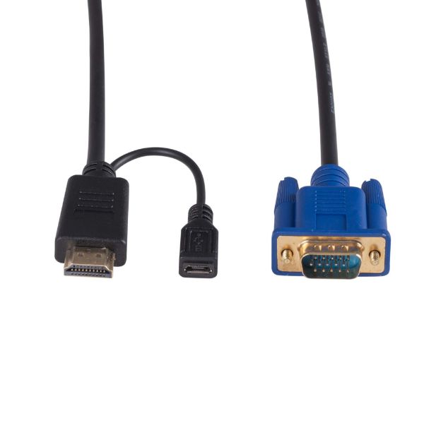 Picture of 2m HDMI to VGA Cable Micro USB Female. Optional Power. No HDCP. HDMI 1.4