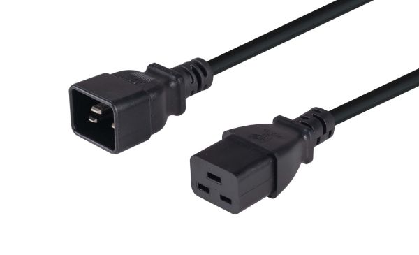 Picture of 2M IEC 16A Power Extension Cord (C20 Plug to C19 Socket) 15mm2 Black