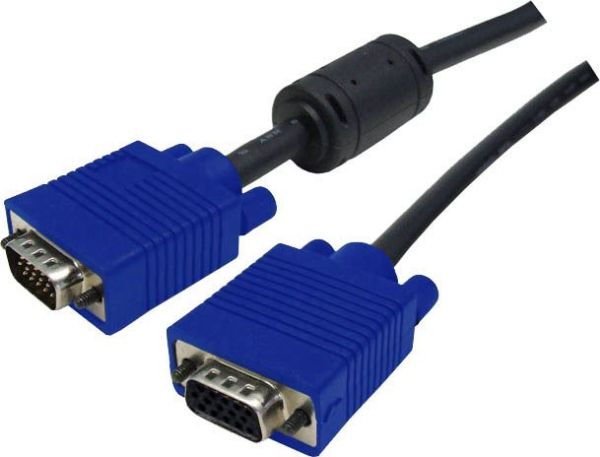 Picture of 0.5m VESA DDC VGA Extension Cable Moulded HDDB15 M/F Coaxial Shielded