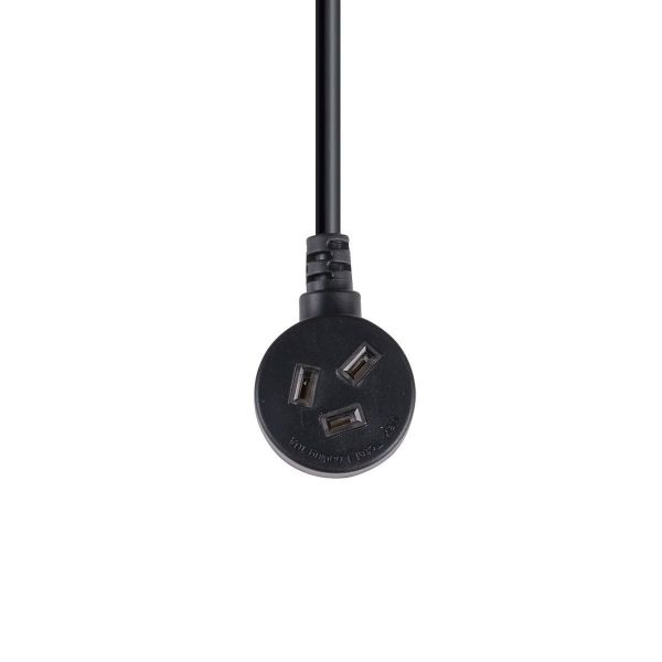 Picture of 2M 3-Pin Tapon Plug to Bare End 3 Core 1mm Cable Black SAA Approved