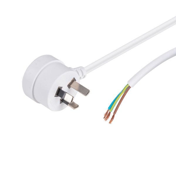 Picture of 3M 3-Pin Tapon Plug to Bare End 3 Core 1mm Cable White SAA Approved