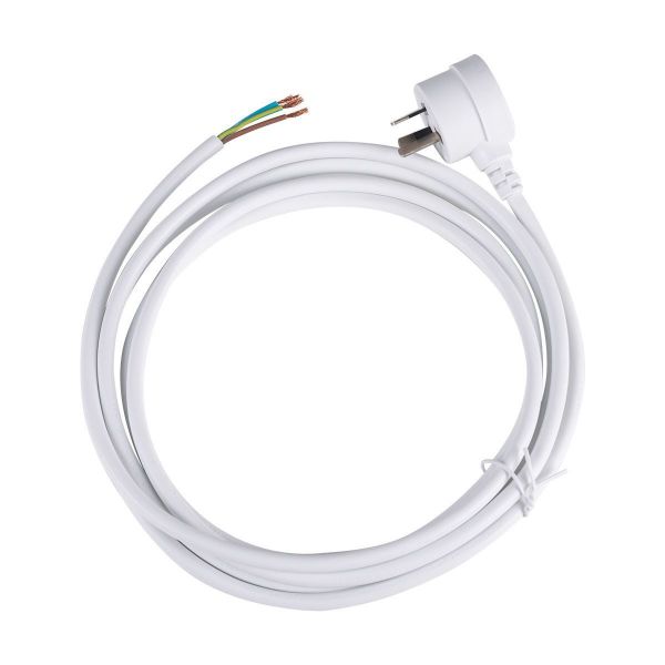 Picture of 3M 3-Pin Tapon Plug to Bare End 3 Core 1mm Cable White SAA Approved