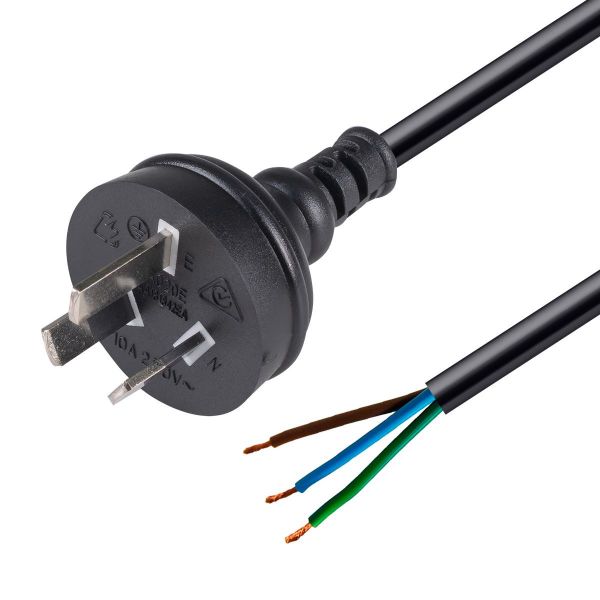 Picture of 3m 3-Pin Plug to Bare End 3 Core 075mm Cable Black Colour SAA Approved