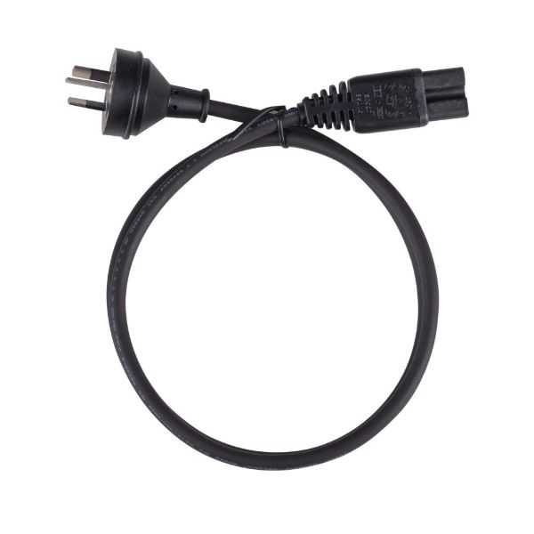 Picture of 1M 3-Pin to Notched C15 Rubber Flex SAA Approved Power Cable 1.0mm Copper Core Black