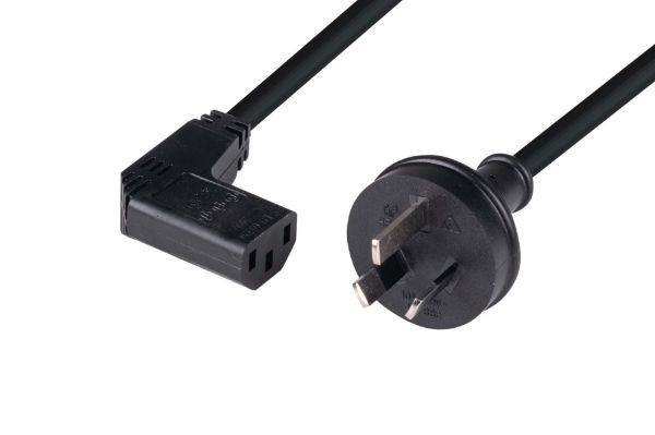 Picture of 3m 3-Pin Plug to Right Angled IEC C13 Connector 10A Power Cord. 1.0mm