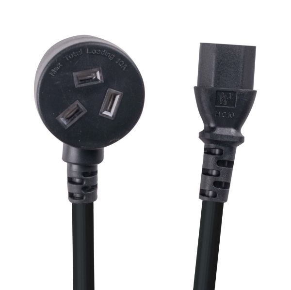 Picture of 1.2M 3-Pin TAPON Ended Plug. IEC C13 Female Connector 10A SAA Approved Power Cord.