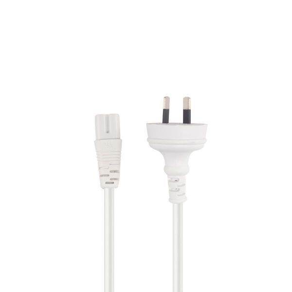 Picture of 2M 2-Pin plug to C7 Figure 8 connector 7.5A. SAA approved power cord. 0.75mm copper core