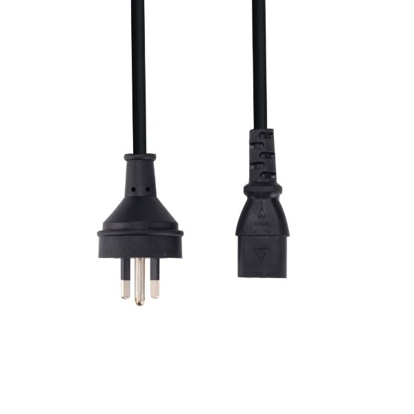 Picture of 3m 3-Pin Plug to IEC Female Plug w/ rounded Earth Pin. 10A. Power Cord.
