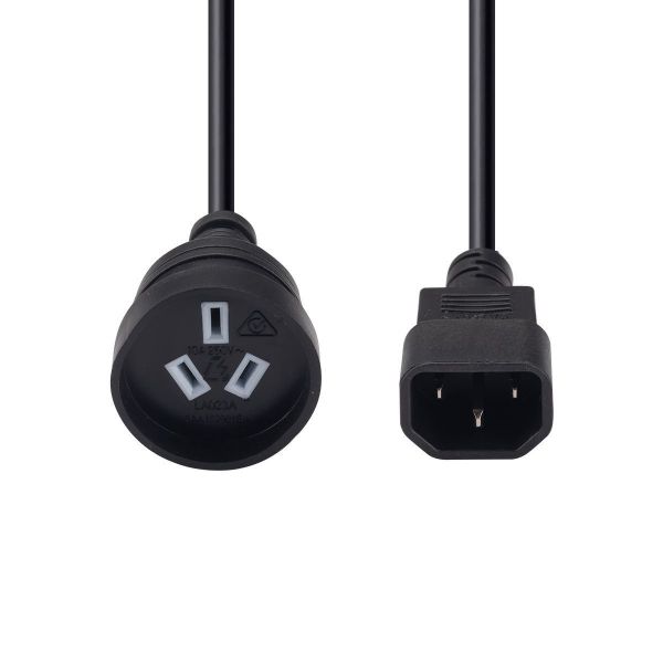 Picture of 2M 3-Pin Socket to IEC C14 Connector. 10A. Power Cord. (Used to