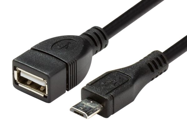 Picture of 0.1m USB 2.0 Micro-B Male to USB-A Female Adapter OTG compatible