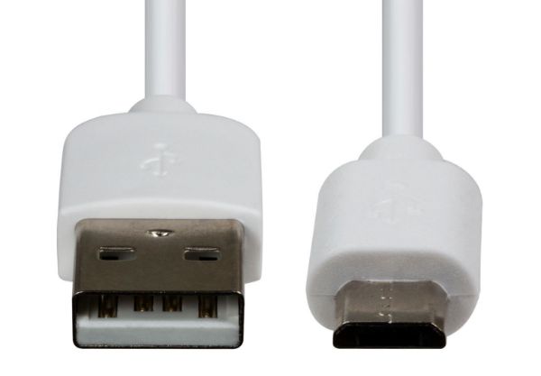 Picture of 2m USB 2.0 Micro-B Male to USB-A Male Connectors Colour White