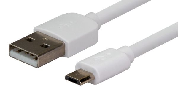 Picture of 3m USB 2.0 Micro-B Male to USB-A Male Connectors Colour White