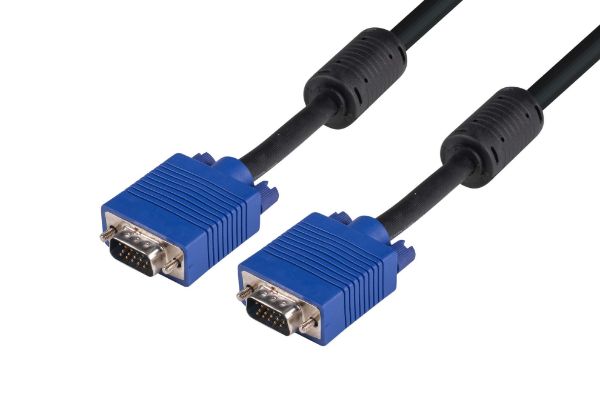 Picture of 15m VESA DDC1 & DDC2 VGA Male/Male Cable - Moulded BLACK Colour Coaxial Shielded