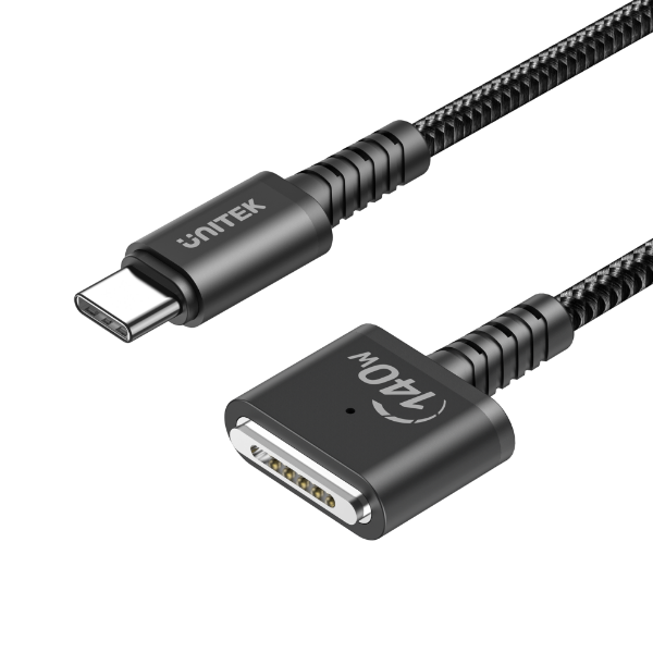 Picture of 2M 140W USB-C to MagSafe 3 Charging Cable for MacBook. Tangle Free Nylon Braided