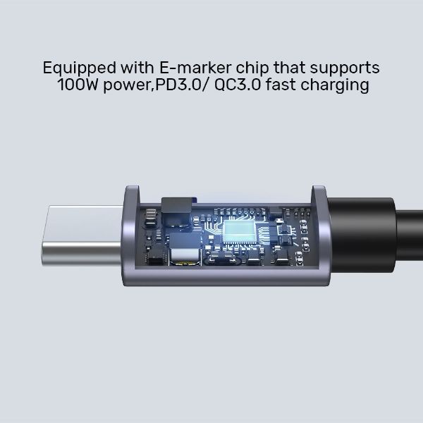 Picture of 3m USB-C to Right Angled 90 Degree USB-C Connector. Supports 100W PD Fast Charging