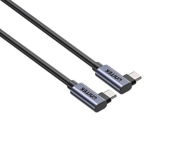 Picture of 1m 100W Right Angle USB-C to Right Angle USB-C Cable. PD3.0/QC3.0 Fast Charging
