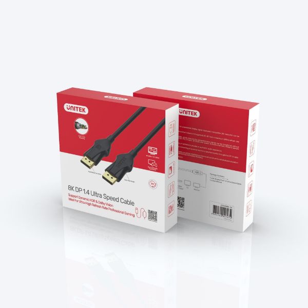 Picture of 2m DisplayPort V1.4 Cable Supports 8K@60Hz 4K@144Hz & 1440p@240Hz 32.4Gbps