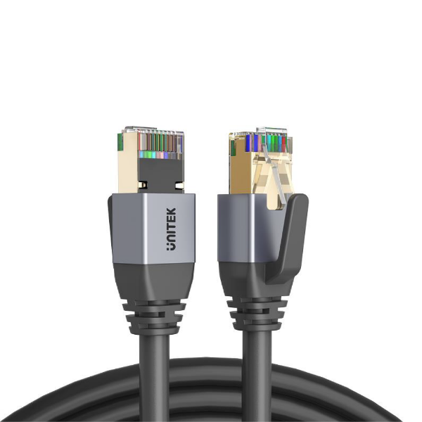 Picture of 2M CAT8 Black SSTP 26AWG Patch Lead in PVC Jacket Supports 40 Gigabit Ethernet