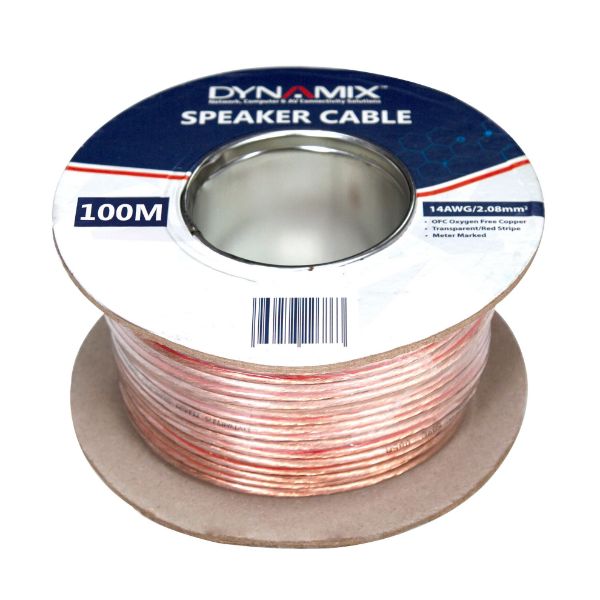 Picture of 50m 14AWG/2.08mm Speaker Cable OFC 42/0.25BCx2C Clear PVC Insulation OD: 3.5 x 7.0mm