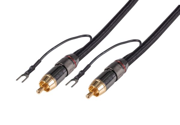 Picture of 6m Coaxial Subwoofer Cable RCA Male to Male w/ Grounding Spade Connectors
