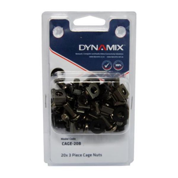 Picture of 20pc Pack 3 Piece Cage Nut Black Re-sealable Pack M6