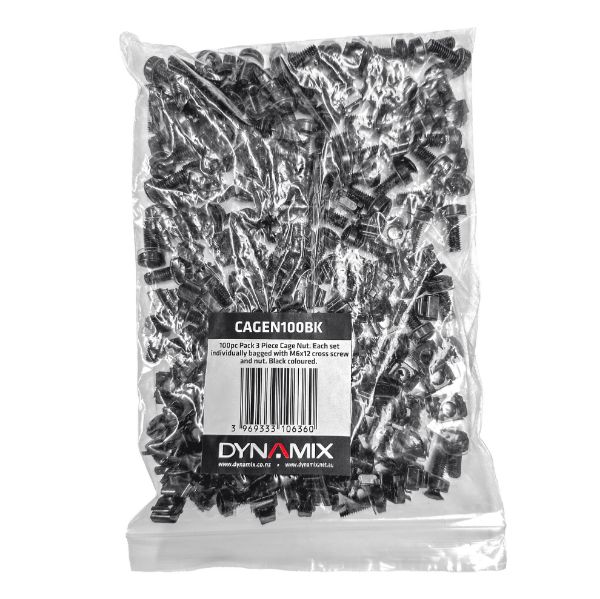 Picture of 100pc Pack 3 Piece Cage Nut Black M6 Supplied loose