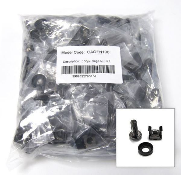 Picture of 100pc Pack 3 Piece Cage Nut Black M6 Supplied loose