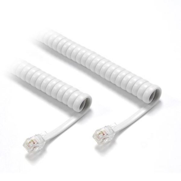 Picture of Curly Handset Cord White 5 Wire RJ22 to RJ22 Cable 370mm Coiled